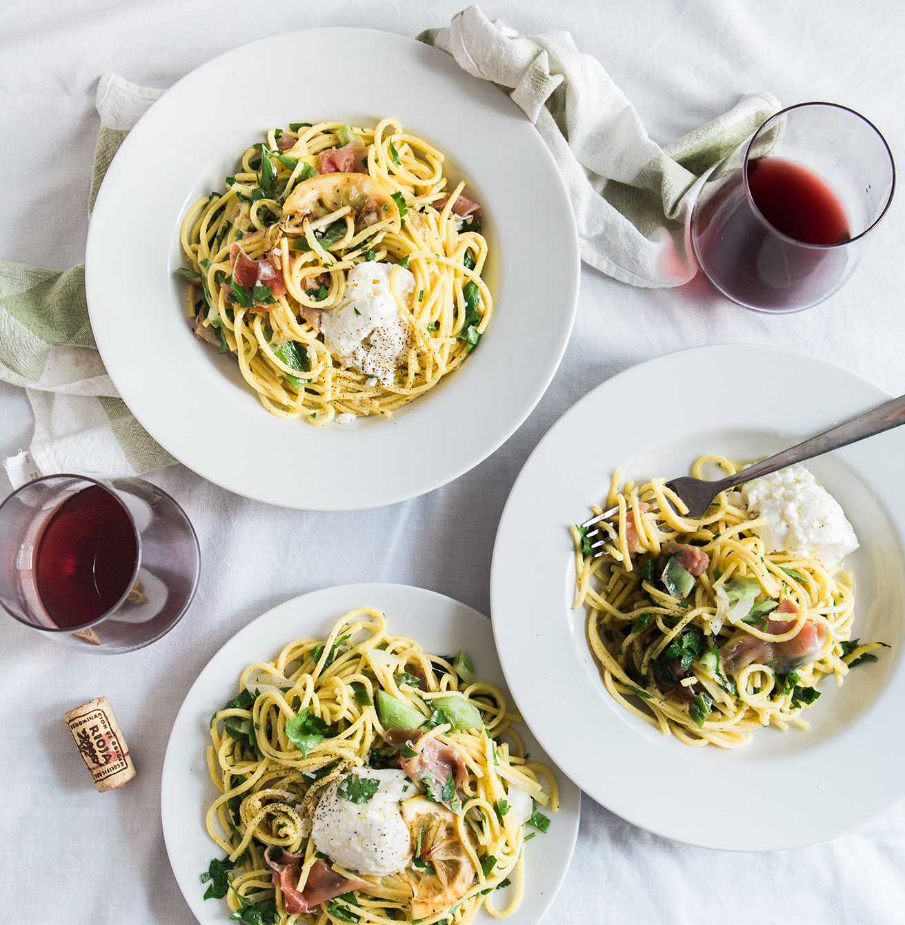 Creamy miso brussels sprout fettucine